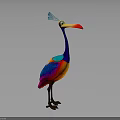 Vibrant Artistic Bird With Colorful Feathers Long Beak And Crest On Gray Background