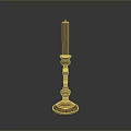 Decorative Candlestick With Tall Beige Candle And Ornate Base Design