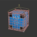 Blue Cube Container With H₂O Potable Water Label In Metal Frame And Top Hook