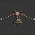 Red And White Spacecraft With Detailed Design For Interstellar Exploration