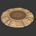 Handcrafted Circular Stone Sculpture With Petal Shaped Edges And Central Design