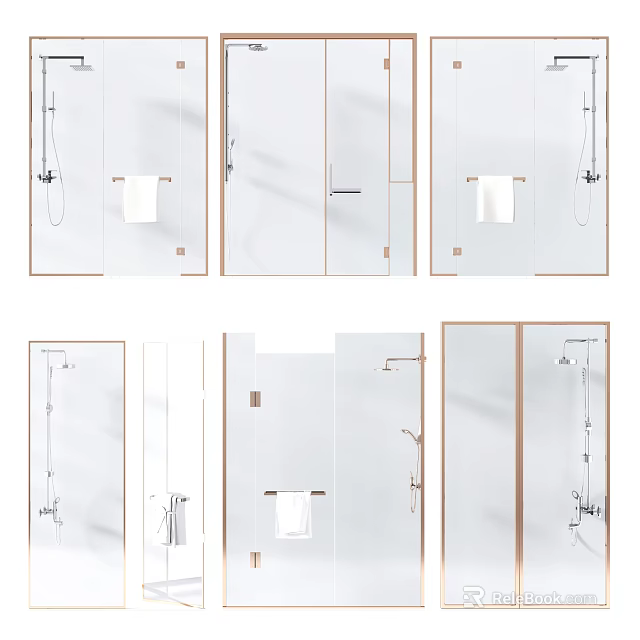 Modern Shower Sauna Interior Design With Glass Enclosure Steam Room And Fixtures 3d model 