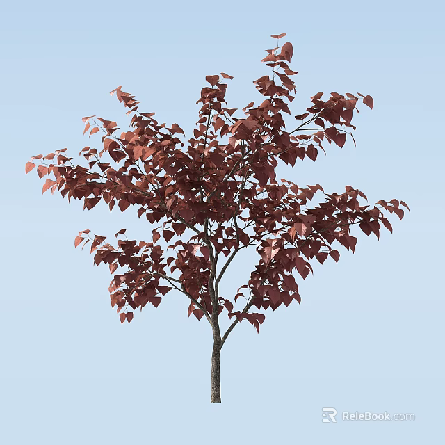Vibrant Arbor With Lush Red Leaves Standing Against Clear Blue Sky 3d model 