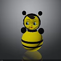 Cute Cartoon Bee Doll With Yellow Striped Body Black Spheres Blue Eyes And Red Mouth