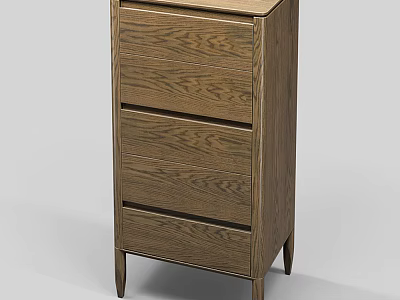 Modern Wooden Chest of Drawers with Three Drawers Oak Wood Finish and Slender Legs 3d model