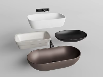 Elegant Modern Washbasin Designs with Various Colors and Shapes for Bathroom 3d model