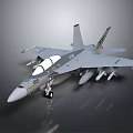 Gray Military Fighter Jet with Cockpit Missiles and Landing Gear Features