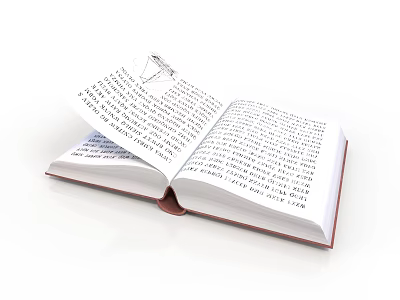 Essential Daily Use Item Open Book Containing Text And Illustrations On White Background 3d model