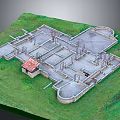 Cartoon Scene Featuring Building Foundation Model With Stone Base Green Grass and Red Roof Building