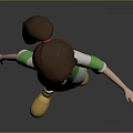3D Child With Brown Hair Wearing Green White Shirt Pink Shorts Yellow Shoes Arms Outstretched