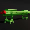 Green Industrial Conveyor Equipment With Long Belt And Support Frames