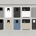 Various Colored Electronic Devices With Digital Displays In Display Case
