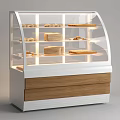 Modern Display Showcase With Transparent Glass Door Multiple Shelves And Wooden Drawers For Pastries