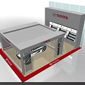 Toyota Exhibition Booth Display With White Structure Glass Walls Lighting And Sports Car