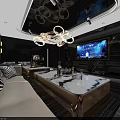 Modern Luxury KTV Lounge Interior With Comfortable Sofas And Stylish Chandeliers 3d model