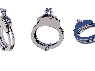 Various Types of Metallic Handcuffs in Different Designs and Styles 3d model