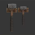 Two Vintage Square Shaped Hammers With Textured Metal Heads And Wooden Handles