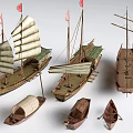 Traditional Wooden Sailing Boat Models With Various Sizes And Detailed Features