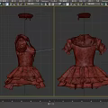 Blue Sailor Style Dress With White Bow Tie Ruffled Sleeves And Pleated Skirt Design
