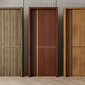 Three Modern Hinged Doors Featuring Different Wooden Grain Interior Designs 3d model