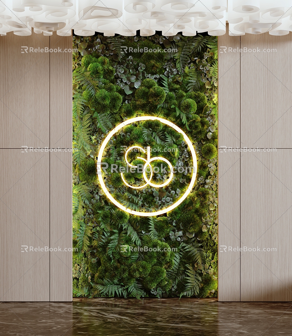 Green plant wall Image wall Plant wall Vertical greening 3d model