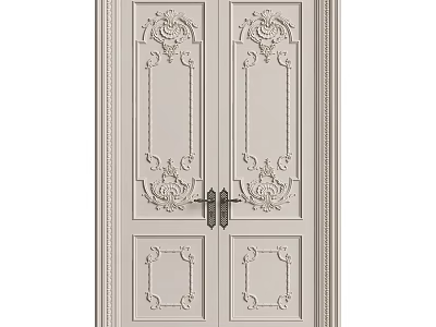 Ornate Double Doors With Intricate Carved Patterns And Classical Decorative Details 3d model