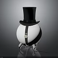 White Spherical Electronic Appliance With Black Top Hat Strap Round Button And Three White Feet