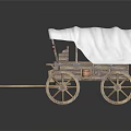 Old Fashioned Wooden Wagon With White Canvas Cover And Vintage Wooden Wheels Design