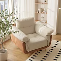 Home Balcony With Cozy Beige Leather Armchair Green Potted Plant White Bookshelf And Bright Light