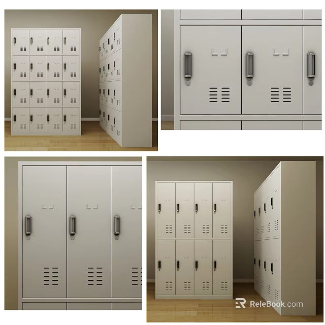Sturdy Metal Storage Lockers With Multiple Doors And Ventilation Holes 3d model