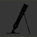 Sturdy Black Military Weapon with Tripod Stand and Cylindrical Body Design