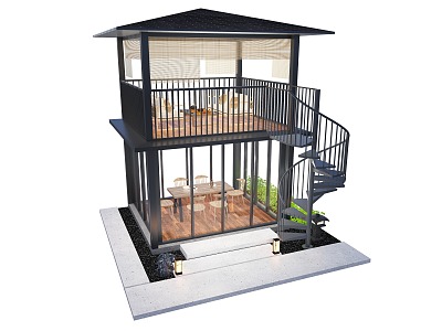 Two-story pavilion 3d model