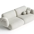 Light Gray Fabric Two Seater Sofa With Rounded Armrests And Round Cushions 3d model