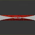 Red Fan Shaped Object With Magma Like Texture White Base Notch On Dark Background Reflection