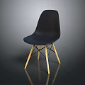 Black Modern Chair With Wooden Legs And Plastic Seat Minimalist Design