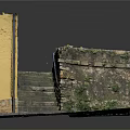 Detailed Scene Construction With Yellow Wall Stone Steps And Cobblestone Pavement
