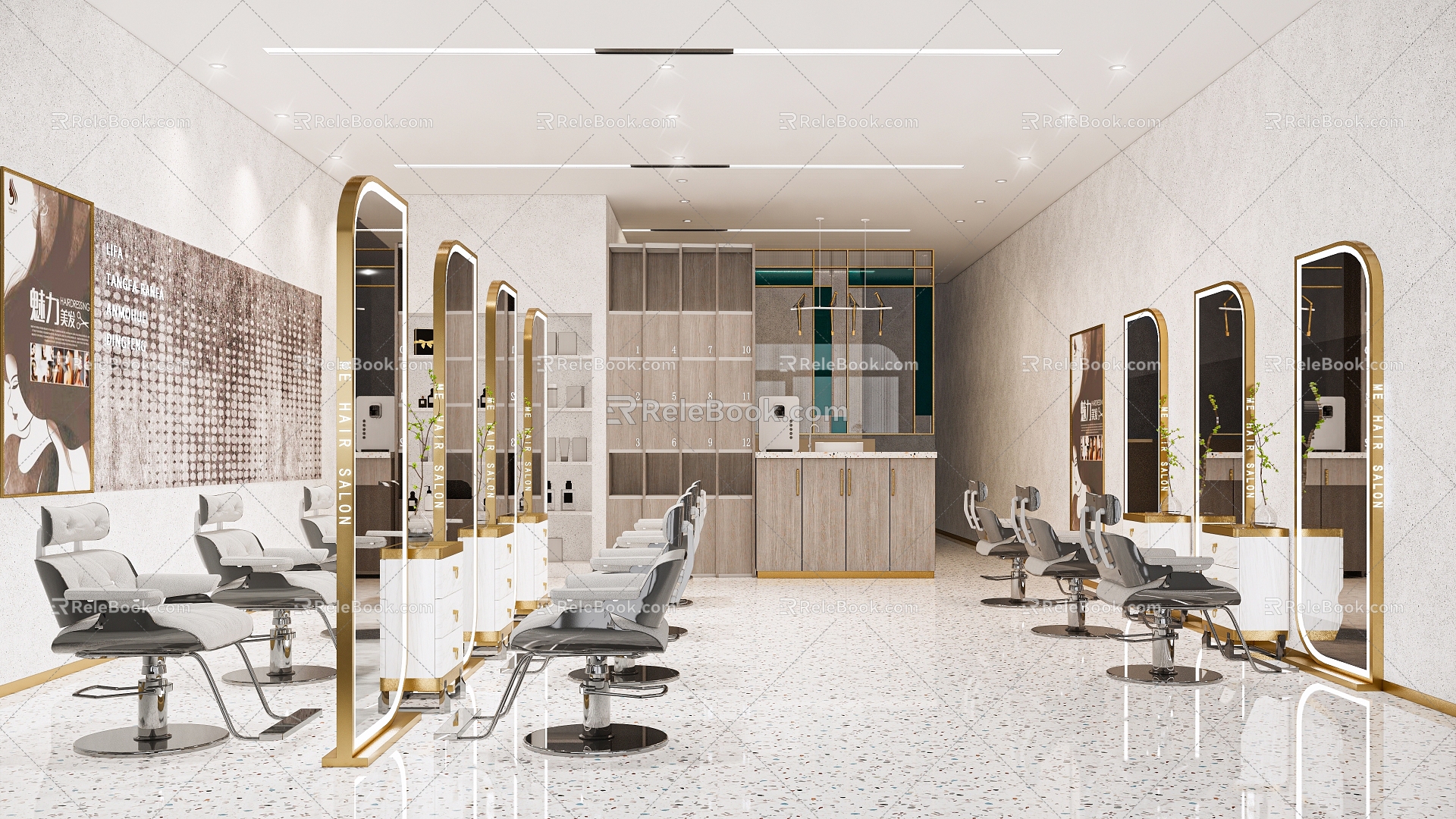 Light Luxury Barber Shop Hairdressing Shop Beauty Salon Hair Shop Hair Cutting Chair 3d model