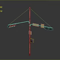 The picture mainly shows a traffic light pole with signal lights and signs, which does not contain furniture-related information. It is impossible to generate a furniture-themed title based on the key information of the picture.