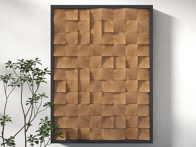 Wood Mosaic Wall Decorations Nordic Wood Square Wall Decorations Three-dimensional Wall Decorations Modern Wood Wall Decorations Art Wall Decorations 3d model