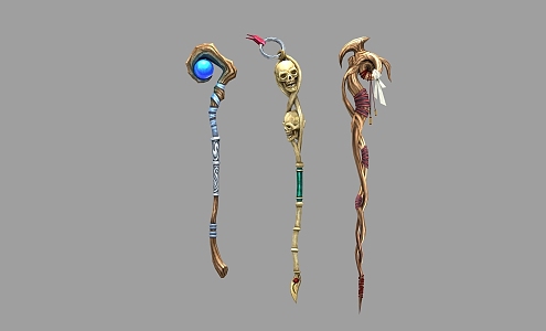 Weapon Staff Magic Wand Legendary Weapon High Model Weapon Bone Jade Scepter Eater Soul Scepter 01 3d model