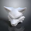 Game Movie Character White Wolf Head Mask With Sharp Ears Fierce Expression Smooth Surface 3d model