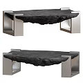 Modern Home Coffee Table With Natural Stone Top And Metallic Frame Design