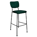 Modern Green Velvet Bar Stools With Black Metal Frame For Home Kitchen