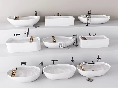 Bathtub Bidet Integrated Bathtub Independent Bathtub Round Bathtub GROHE Bathtub Ergonomic Bathtub Bathroom toiletries Slippers 3d model
