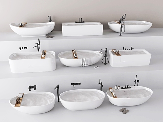 Bathtub Bidet Integrated Bathtub Independent Bathtub Round Bathtub GROHE Bathtub Ergonomic Bathtub Bathroom toiletries Slippers 3d model