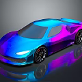 Modern Iridescent Sports Car With Sleek Aerodynamic Design Blue Purple Gradient Finish Sporty Black Wheels