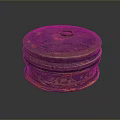 Intricately Carved Multi Layered Circular Sculpture Box With Colorful Surface Patterns