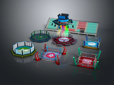 Different Types Of Boxing Rings As Key Sports Equipment For Boxing Training 3d model