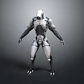 Sci Fi Character Creature With Mechanical Armor Clawed Feet And Futuristic White Black Design