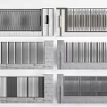 Modern Entrance Gate Design Featuring Vertical Metal Slats And Stone Structure